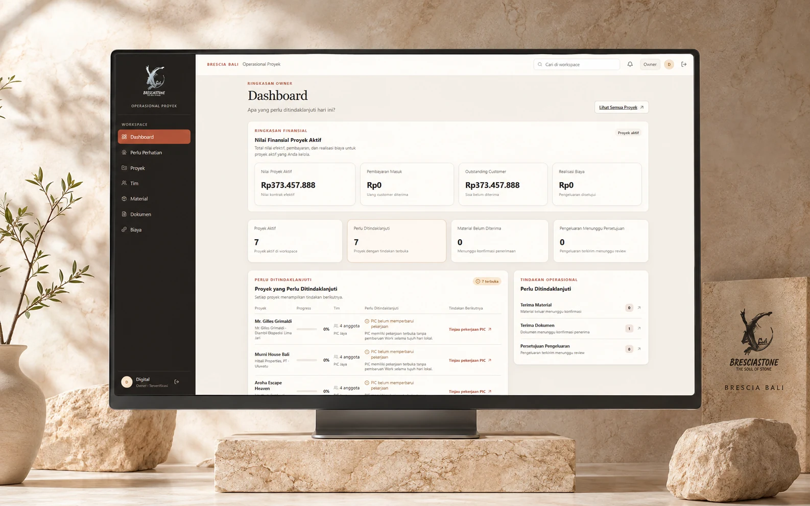 Brescia Bali Project Operations — Brescia Bali project operations dashboard